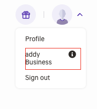 Signing up for an addy Business account